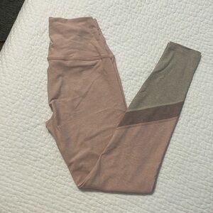 Beyond Yoga Light Pink Leggings with Taupe Accent
